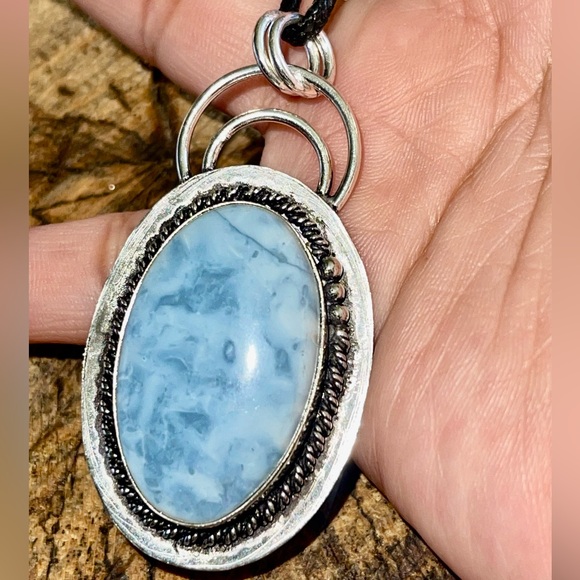 Blue-Toned Owyhee Opal Pendant 2 1/2” - Picture 4 of 7